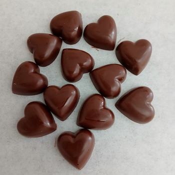 12 COEURS fondants Teddy bear ROSE en chocolat Alternative au lait (sans lait) BIO vegan sans allergènes Exquidia : 51g