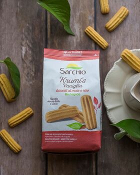 Biscuits KRUMI à la VANILLE BIO vegan sans gluten sans lait sans oeufs sans arachide Sarchio : 200 grammes