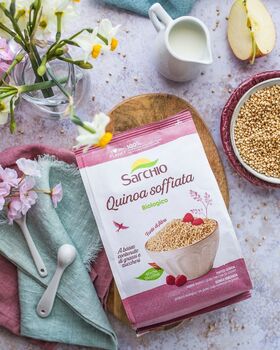 QUINOA SOUFFLÉ complet BIO vegan sans allergènes Sarchio : 100 grammes