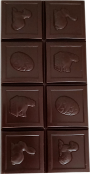 Tablette 8 motifs PÂQUES en chocolat NOIR 69% SUAVE BIO vegan sans allergènes Exquidia : 80 grammes
