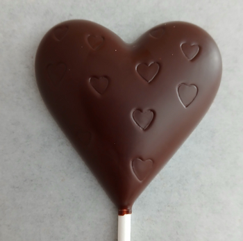 1 SUCETTE VALENTINE en chocolat NOIR ONCTUEUX 60% BIO vegan sans allergènes Exquidia : 25 grammes