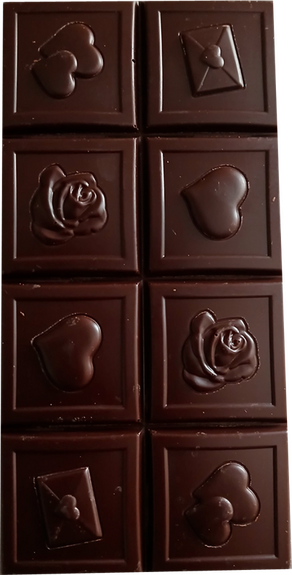 Tablette COEURS en chocolat NOIR ONCTUEUX 60% BIO vegan sans allergènes Exquidia : 80 grammes