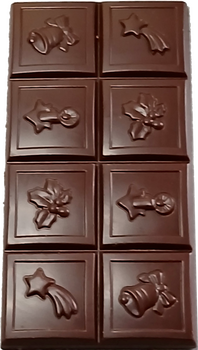 TABLETTE 8 MOTIFS NOËL en chocolat NOIR 56% BIO vegan sans allergènes Exquidia : 80g