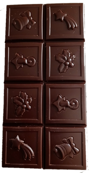 TABLETTE 8 MOTIFS NOËL en chocolat NOIR ONCTUEUX 60% BIO vegan sans allergènes Exquidia : 80g