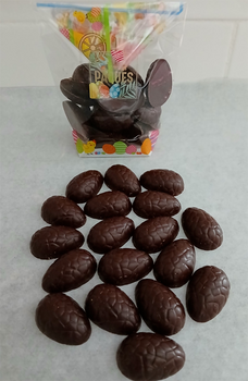 18 DEMI-OEUFS en chocolat NOIR ONCTUEUX 60% BIO vegan sans allergènes Exquidia : 120g