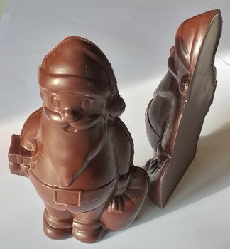 GRAND Père Noël PAS-LINÉ = FAUX PRALINÉ en chocolat 45.6% BIO vegan sans allergènes Exquidia. : 118 grammes