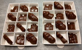 Calendrier de l'Avent (jaune, rouge ou vert) en chocolat NOIR 56% BIO vegan sans allergènes Exquidia : 120g