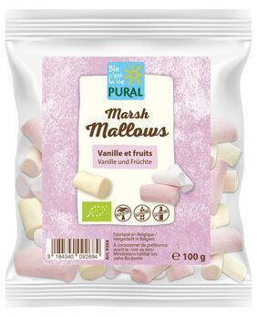 MarshMALLOWS (guimauves) vanille et fruits BIO sans allergènes Pural : 100 grammes