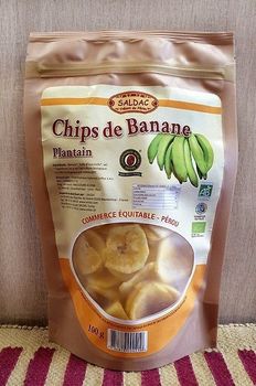 Chips de banane plantain vertes BIO vegan sans allergènes Saldac : 100 grammes