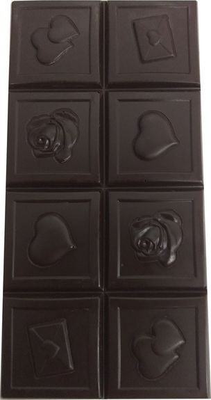 Tablette COEURS en chocolat NOIR 75% VELOUTÉ au sucre de coco BIO vegan sans allergènes Exquidia : 80 grammes