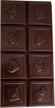 Tablette COEURS en chocolat NOIR 75% VELOUTÉ au sucre de coco BIO vegan sans allergènes Exquidia : 80 grammes