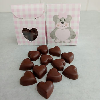 12 COEURS fondants Teddy bear ROSE en chocolat Alternative au lait (sans lait) BIO vegan sans allergènes Exquidia : 51g