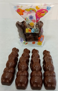 8 LAPINS de Pâques en chocolat 47% BIO vegan sans allergènes Exquidia : 98g