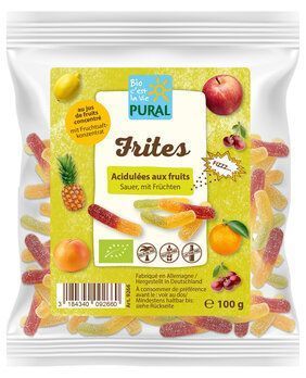 Bonbons FRITES acidulées aux fruits BIO sans allergènes Pural : 100 grammes