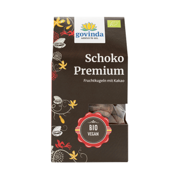 Boules Chocolat Premium (dattes* et cacao*) BIO vegan sans gluten, sans lait, sans oeufs, sans soja, sans arachide GOVINDA : 120g