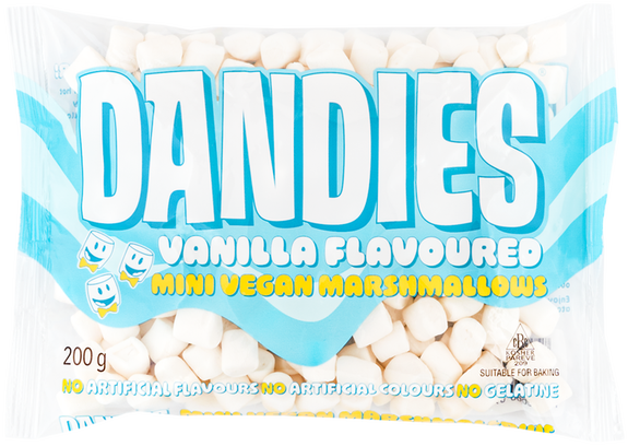 MINI Marshmallows VANILLA vegan sans gluten sans lait sans oeufs sans coque sans arachide GANDIES : 200 grammes