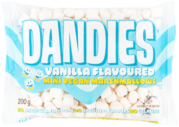 MINI Marshmallows VANILLA vegan sans gluten sans lait sans oeufs sans coque sans arachide GANDIES : 200 grammes