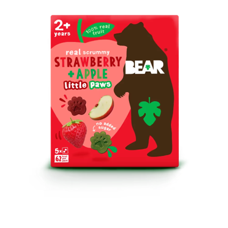 Little PAWS (en forme de pattes d'ours) fraise pomme vegan sans allergènes Bear : (5x20g) = 100 grammes