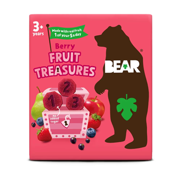 TRÉSORS de fruits rouges (N°1, N°2, N°3) vegan sans allergènes Bear : (5x20g) = 100 grammes