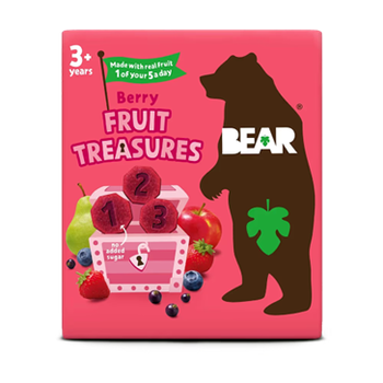TRÉSORS de fruits rouges (N°1, N°2, N°3) vegan sans allergènes Bear : (5x20g) = 100 grammes