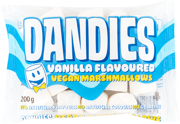 BIG Marshmallows VANILLA vegan sans gluten sans lait sans oeufs sans coque sans arachide GANDIES : 200 grammes