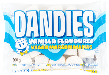 BIG Marshmallows VANILLA vegan sans gluten sans lait sans oeufs sans coque sans arachide GANDIES : 200 grammes