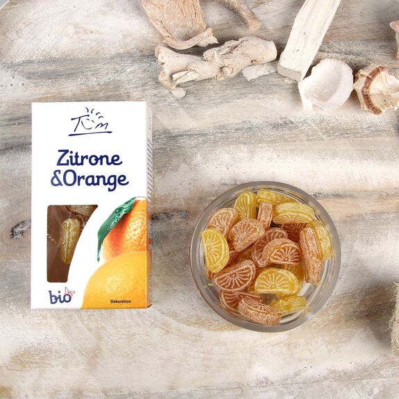 Bonbons au CITRON et à l'ORANGE BIO vegan sans allergènes Biovita : 100 grammes