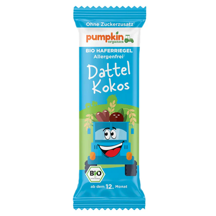 Barre à l'avoine DATTES COCO BIO vegan sans allergènes Pumpkin Organics : 20 grammes