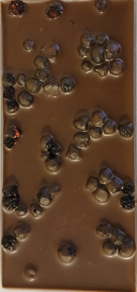 TABLETTE en chocolat ALTERNATIVE au lait (sans lait) à la MYRTILLE BIO vegan sans allergènes Exquidia : 78g