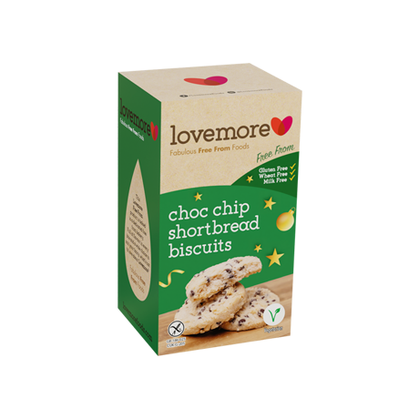 Biscuits sablés shortbread de Noël aux pépites de chocolat noir sans gluten, sans lait, sans arachide Lovemore : 150 grammes