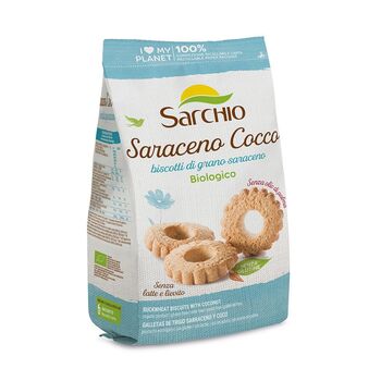Biscuits au SARRASIN et COCO en forme de fleur BIO sans gluten, sans lait, sans arachide Sarchio : 200 grammes