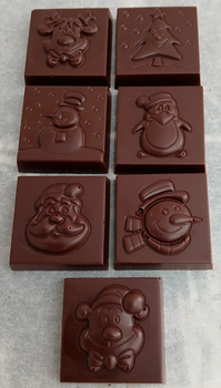 7 CARRÉS de NOËL  (maison TAUPE) en chocolat NOIR ONCTUEUX 60% BIO vegan sans allergènes Exquidia : 53g