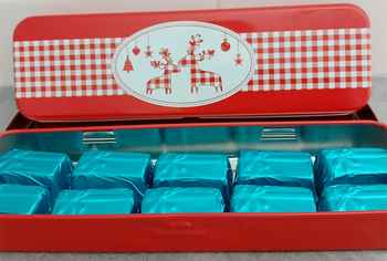 Boîte « Rennes » + 10 pralines CADEAUX en chocolat NOIR ONCTUEUX 60% BIO sans allergènes Exquidia : 135 grammes