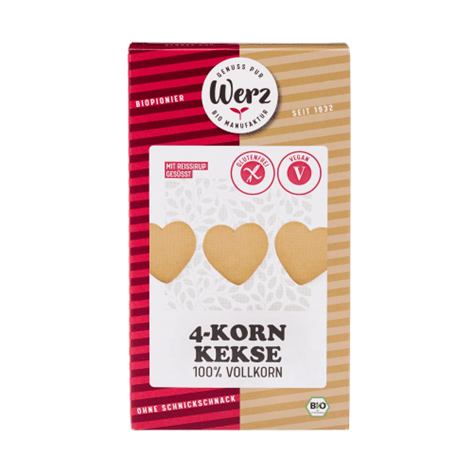 Biscuits NATURE en forme de COEUR BIO vegan sans gluten sans lait sans oeufs sans soja sans arachide Werz : 150 grammes
