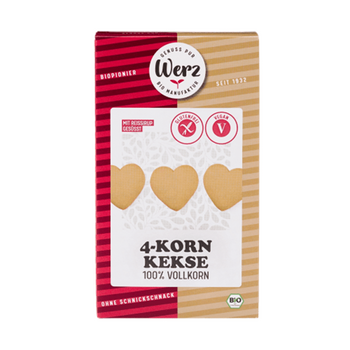 Biscuits NATURE en forme de COEUR BIO vegan sans gluten sans lait sans oeufs sans arachide Werz : 150 grammes