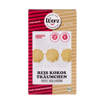 Biscuits COCO RIZ BIO vegan sans gluten sans lait sans oeufs sans soja sans arachide Werz : 110 grammes