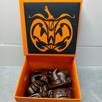Coffret HALLOWEEN (24 figurines) en chocolat NOIR ONCTUEUX 60% BIO vegan sans allergènes Exquidia : 178g