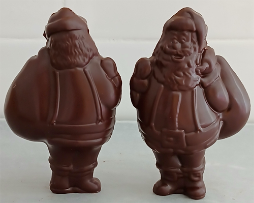 PETIT PÈRE NOËL CREUX et sa hotte en chocolat NOIR ONCTUEUX 60% BIO vegan sans allergènes Exquidia :  38g