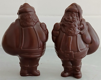 PETIT PÈRE NOËL CREUX et sa hotte en chocolat NOIR ONCTUEUX 60% BIO vegan sans allergènes Exquidia :  38g