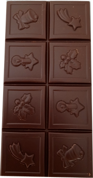TABLETTE 8 MOTIFS NOËL en chocolat NOIR 69% SUAVE BIO vegan sans allergènes Exquidia : 80g