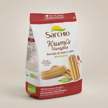 Biscuits KRUMI à la VANILLE BIO vegan sans gluten sans lait sans oeufs sans arachide Sarchio : 200 grammes