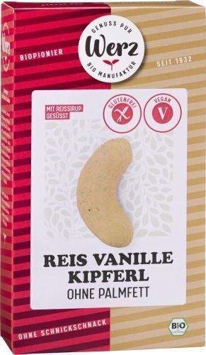 Biscuits CROISSANT LUNE à la vanille BIO vegan sans gluten sans lait sans oeufs sans arachide Werz : 125 grammes