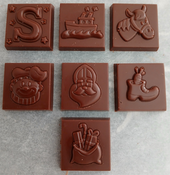 Valisette ourson + 7 carrés SAINT-NICOLAS en chocolat ALTERNATIVE au lait (sans lait) BIO vegan sans allergènes Exquidia : 52 grammes