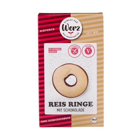 Biscuits ANNEAUX au chocolat BIO vegan sans gluten sans lait sans oeufs sans soja sans arachide Werz : 110 grammes