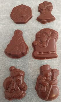 Cube flocons de neige + 6 figurines de Noël en chocolat ALTERNATIVE au lait (sans lait) BIO vegan sans allergènes Exquidia : 42g