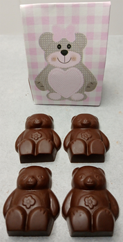 4 OURSONS Teddy ROSE en chocolat Alternative au lait (sans lait) BIO vegan sans allergènes Exquidia : 50g