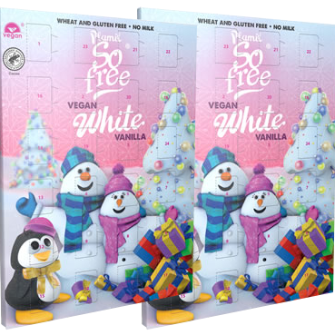 2 Calendriers de l'Avent au chocolat BLANC vegan sans allergènes Plamil So Free : (2x100g) = 200g