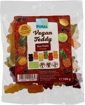 Bonbons Vegan Teddy aux fruits BIO vegan sans allergènes Pural : 100 grammes