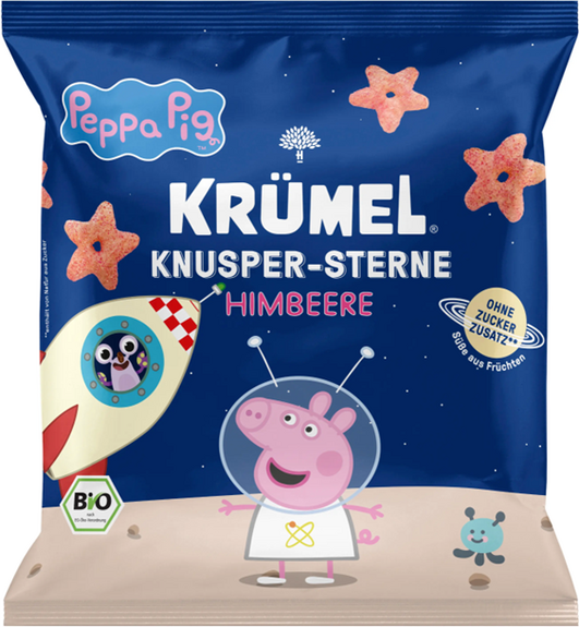 ÉTOILES croustillantes à la FRAMBOISE Peppa Pig BIO vegan sans allergènes Krümel : 20 grammes