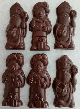 ST-NICOLAS + PÈRE FOUETTARD en chocolat NOIR ONCTUEUX 60% BIO vegan sans allergènes Exquidia : 58g